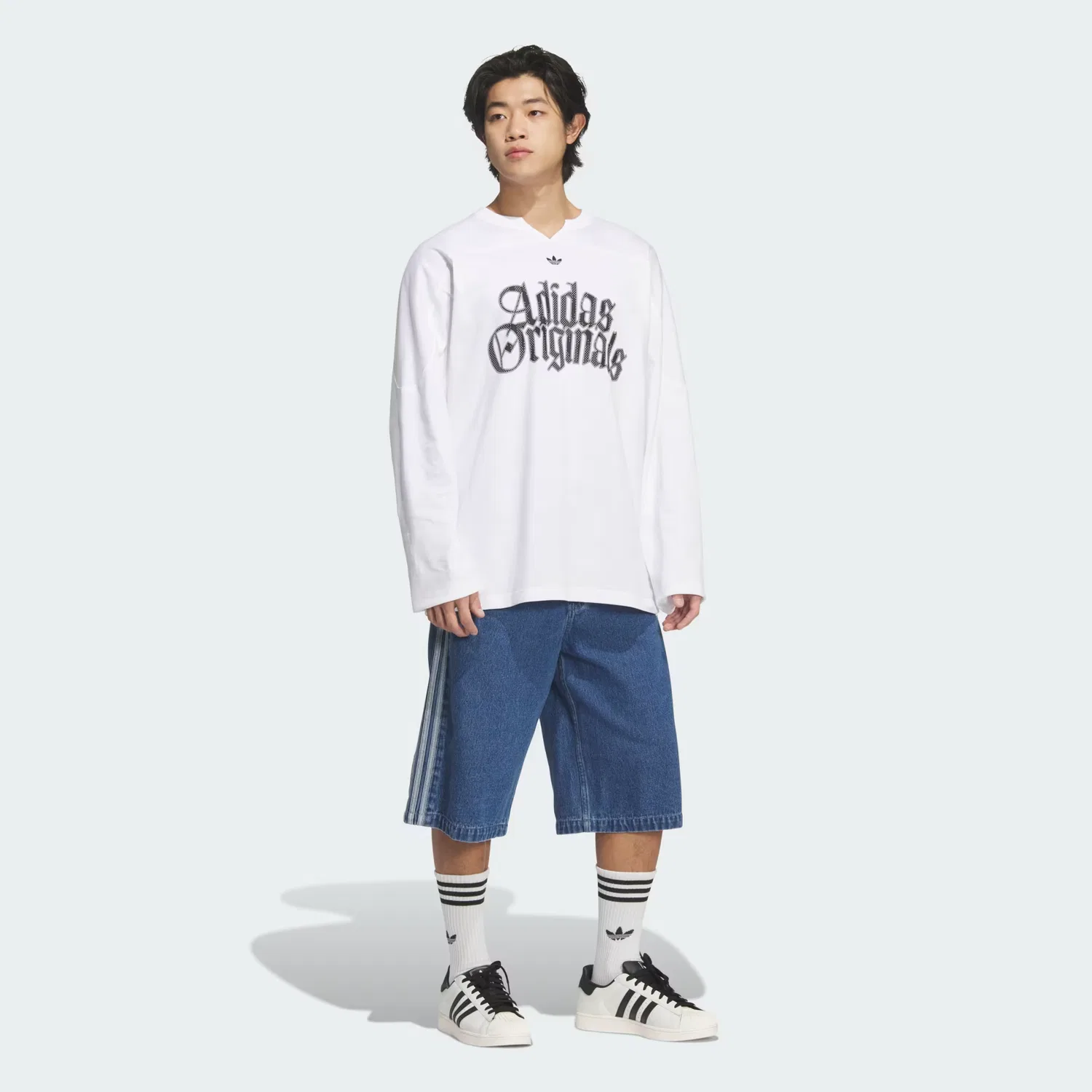 Мужская футболка с длинным рукавом свободного кроя OG M TEE LS T-Shirt Adidas Originals, белый — фото 3