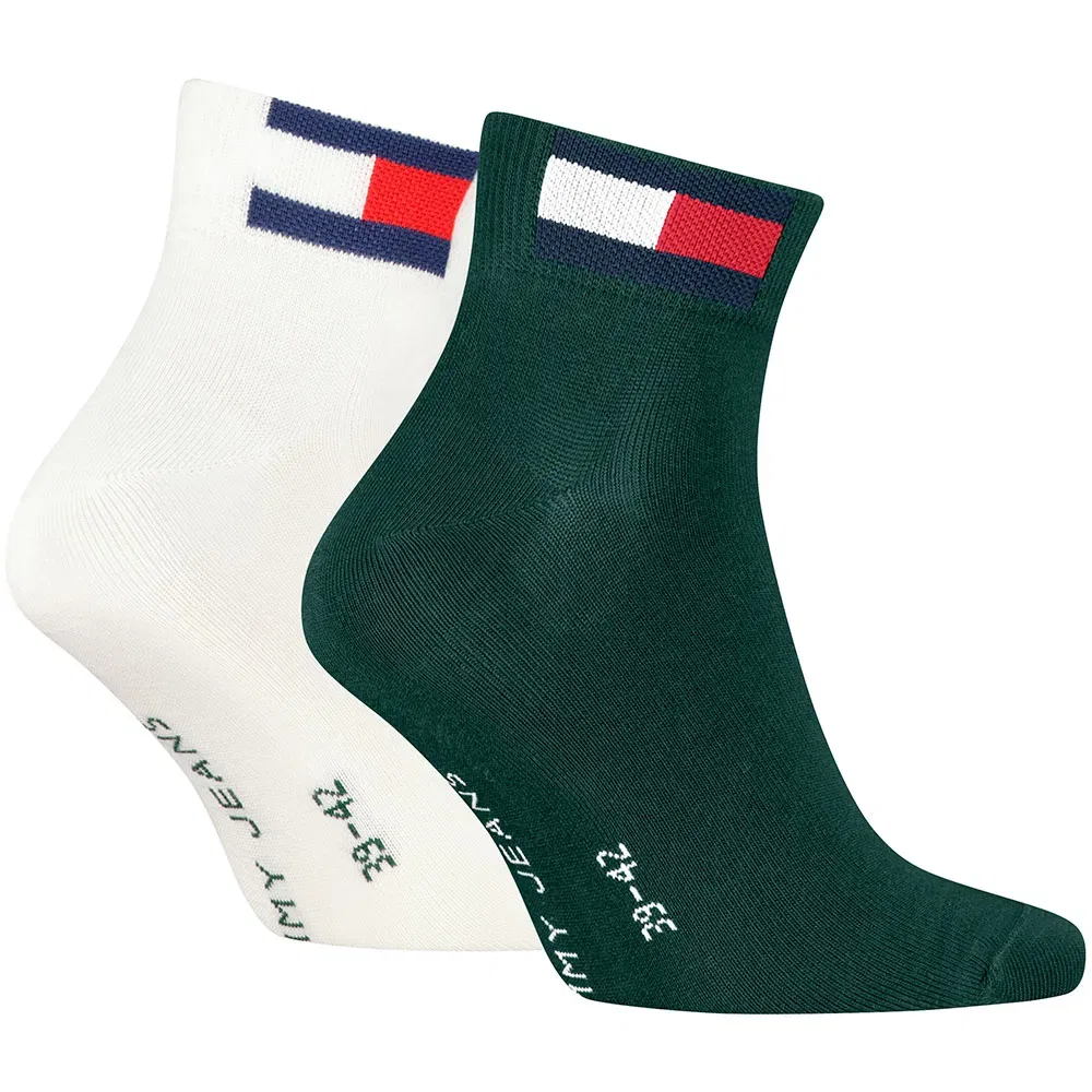 Женские носки с укрепленной пяткой и мыском Tommy hilfiger Flag Quarter, White — фото 2