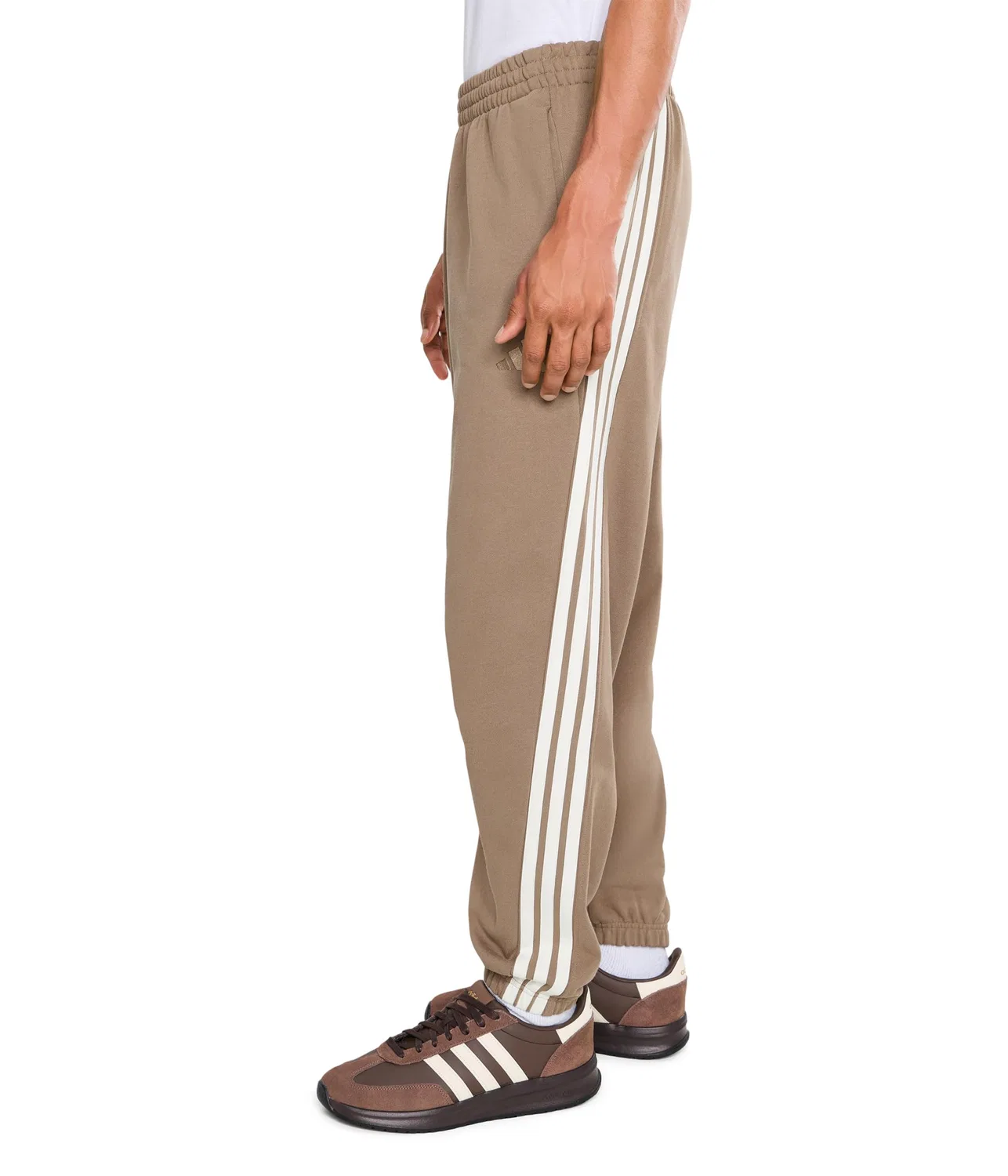 Комплект из 3 полосатых брюк с манжетами. Adidas, Khaki/Off-White — фото 3