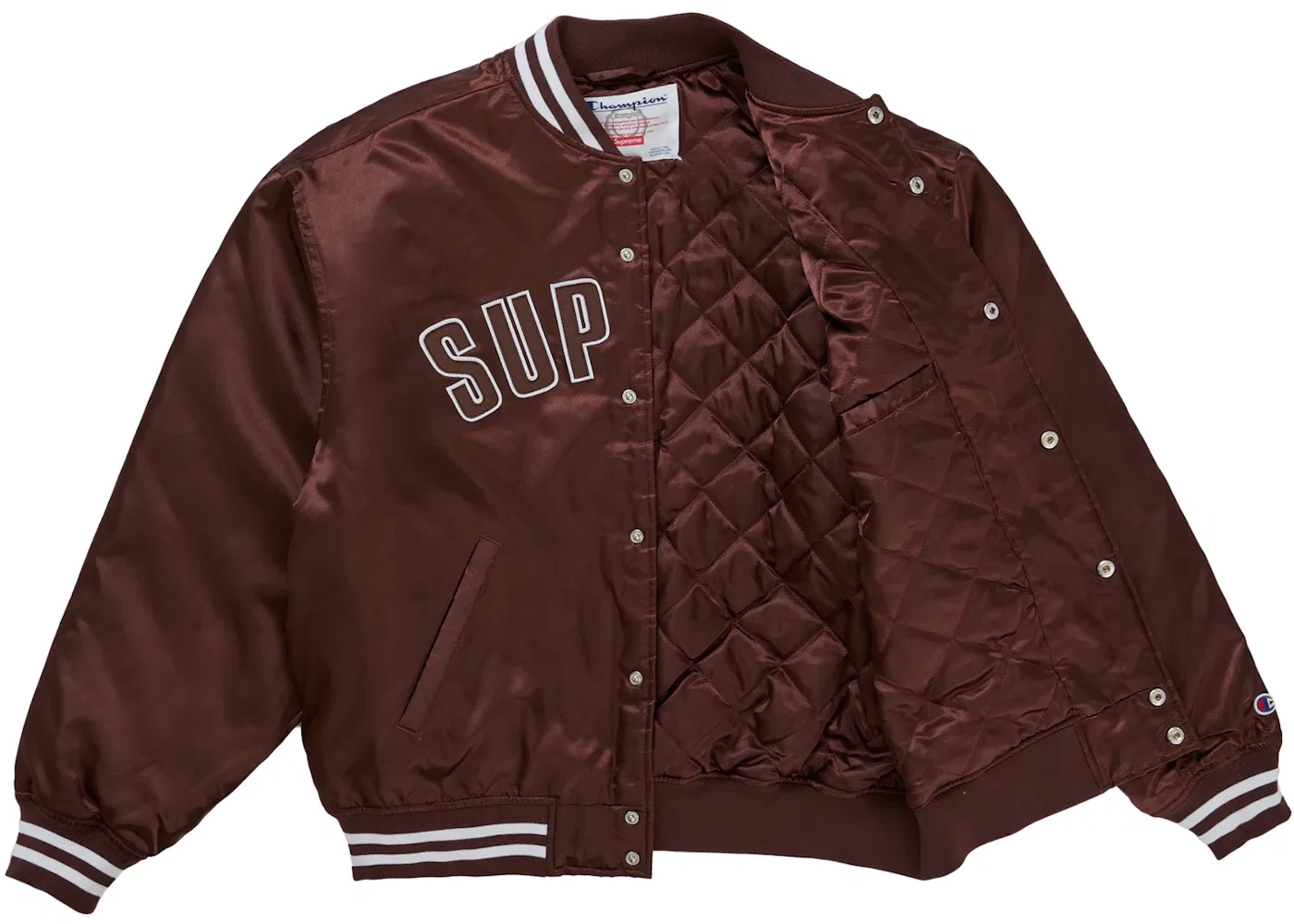 Мужская куртка-бомбер из сатина с принтом Supreme Champion Jacket, Brown — фото 2
