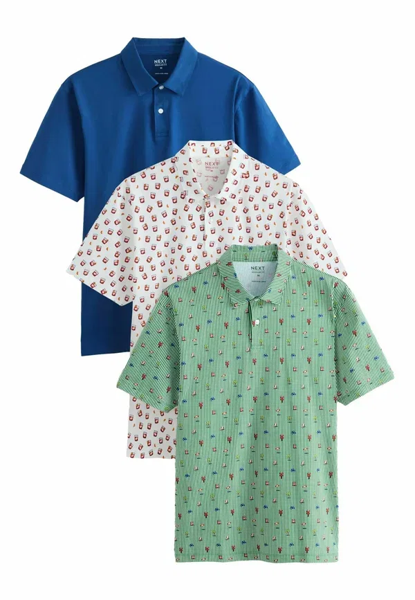 Набор поло из хлопка и эластана Polos three pack Next Green, White, Negroni, белый/синий/зеленый