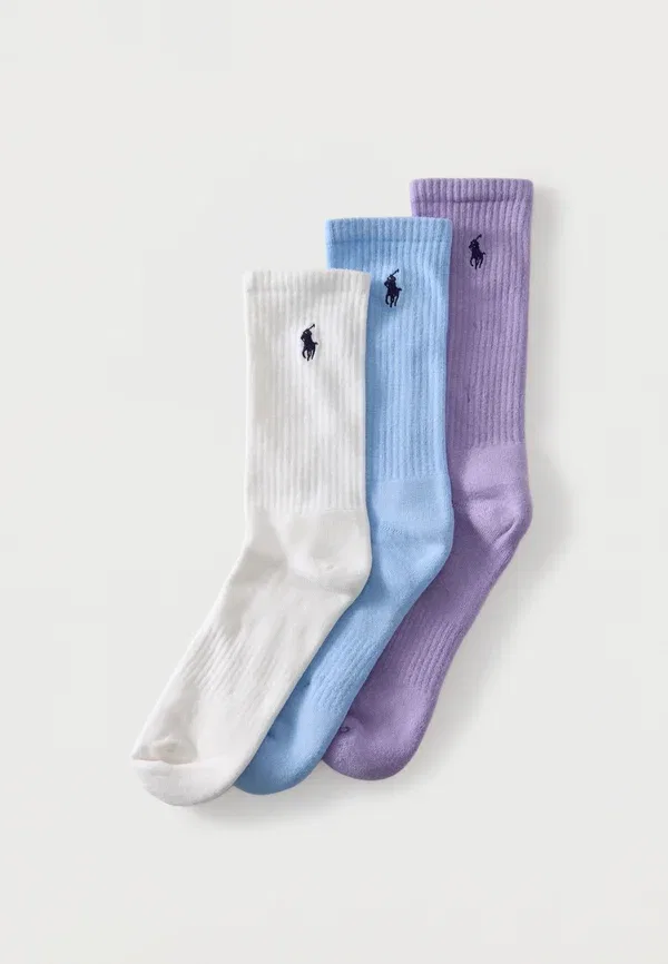 Носки, хлопковые, Wimbledon 3 pack, Polo Ralph Lauren, Purple, White, белый/синий/фиолетовый