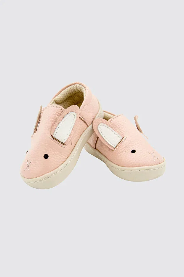 Детские пинетки из натуральной кожи с принтом Genuine Leather First Step Shoes with Powder Rabbit Theme Beybium, Powder — фото 4