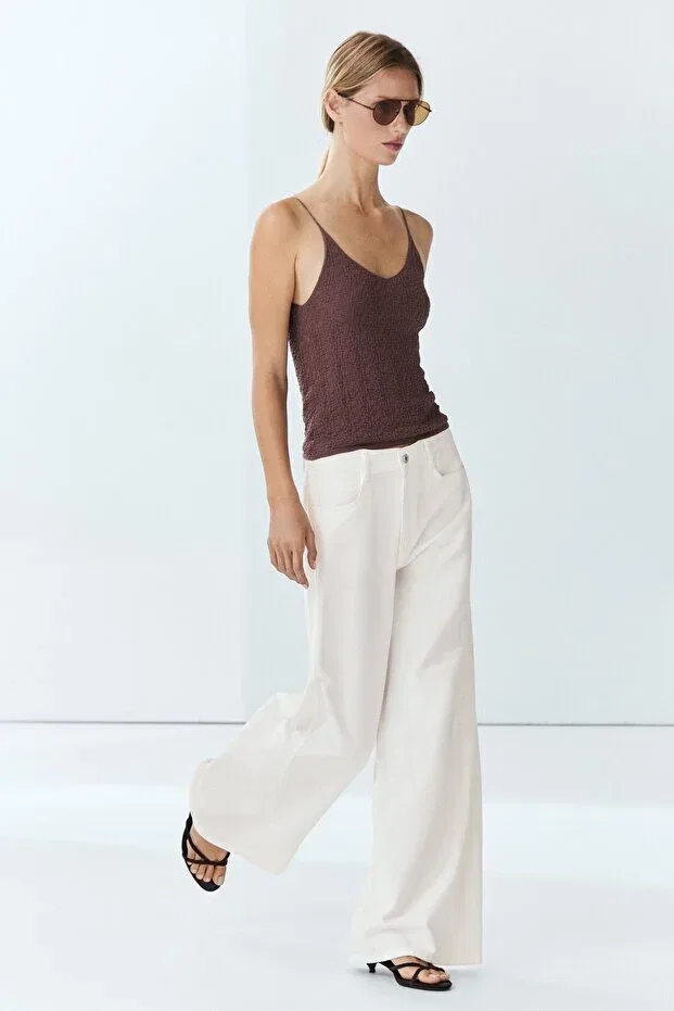 Женские джинсы широкие Massimo Dutti, White — фото 3
