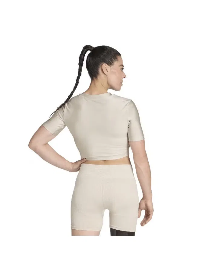Футболка с блеском Workout Essentials Shine Adidas, бежевый — фото 3