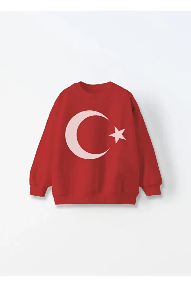 Детские свитшот для девочек с принтом Turkish Flag Printed C.C.L. Coccolin Kids Baby Clup, Red