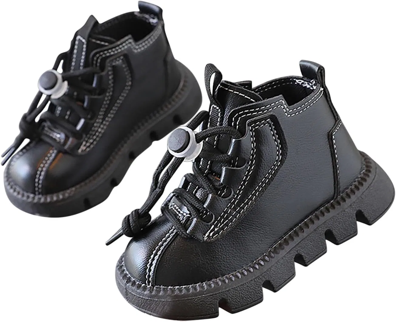 Детские ботинки для девочек на шнуровке с мехом SHOPESSA, Black