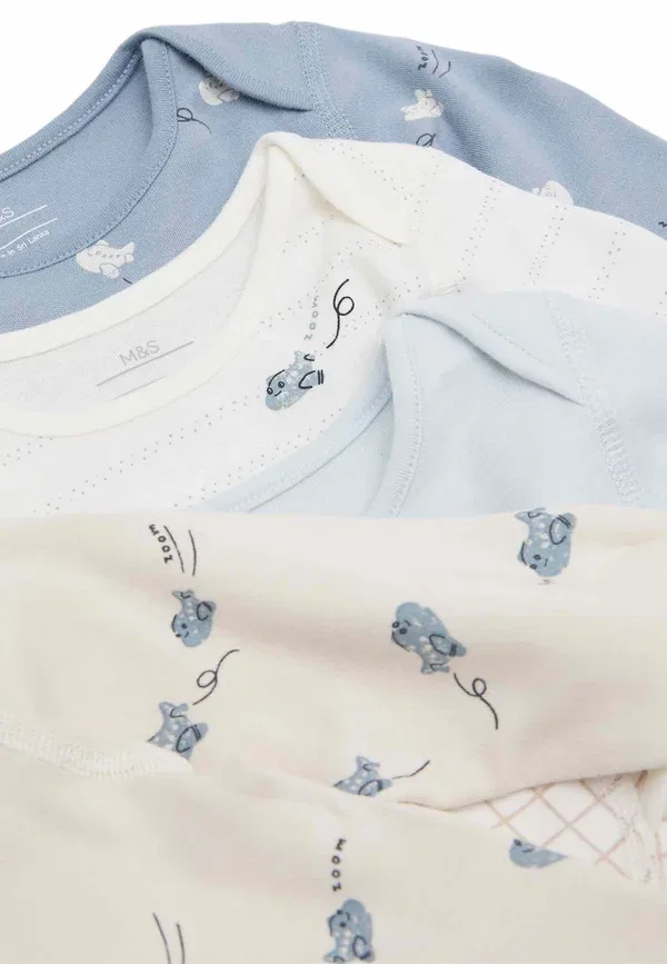 Комплект из 7 боди с животными Marks & Spencer Mix, синий — фото 2