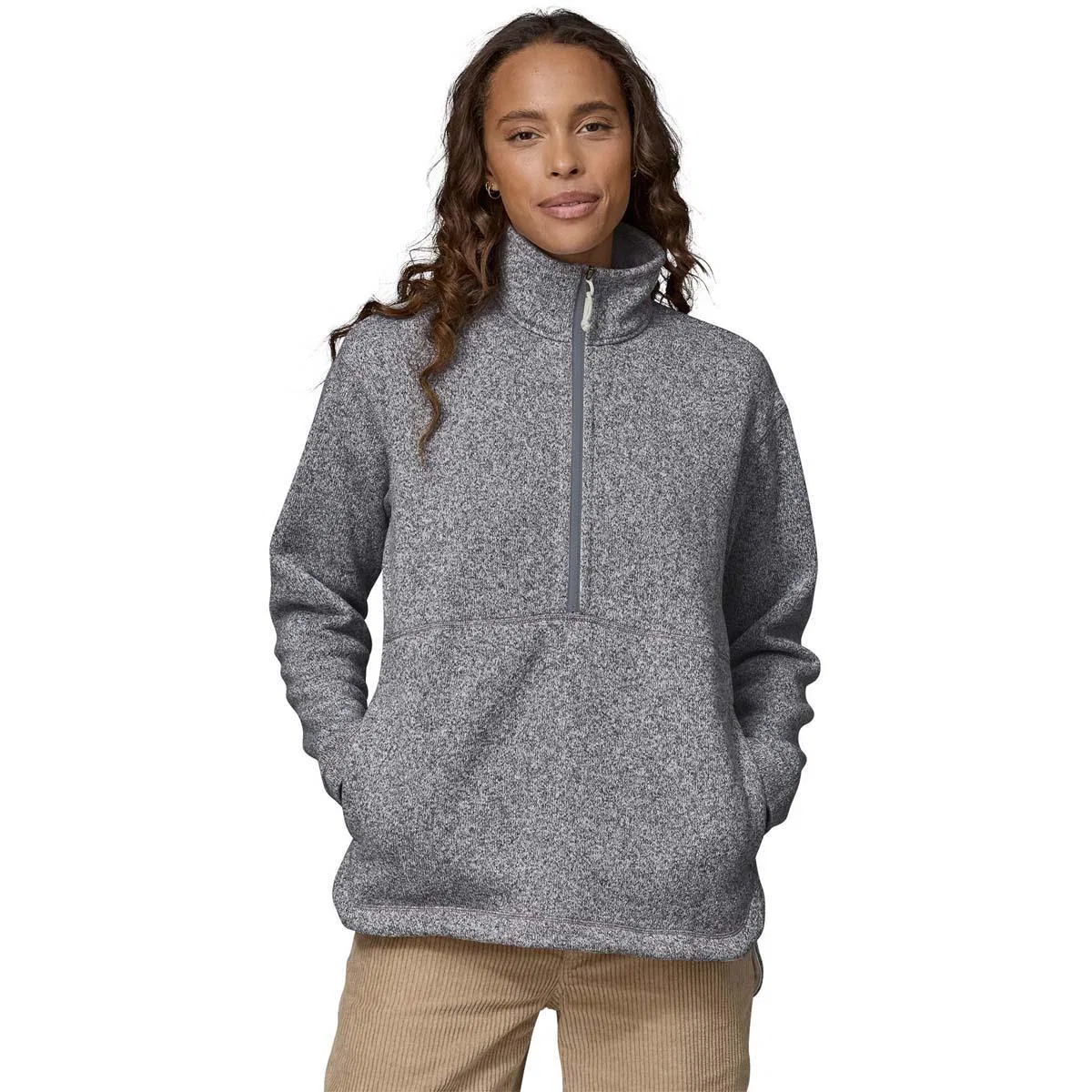 Свитшот женский из флиса с полузамком, модель Better Sweater Oversized, Patagonia, Birch White
