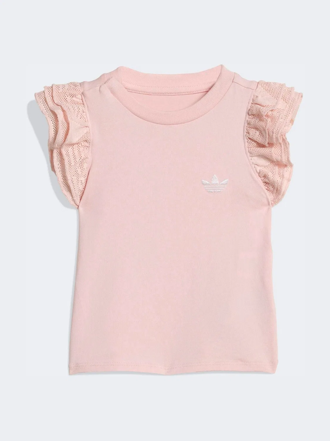 Комплект футболка с воланами и велосипедки adidas originals, розовый — фото 3