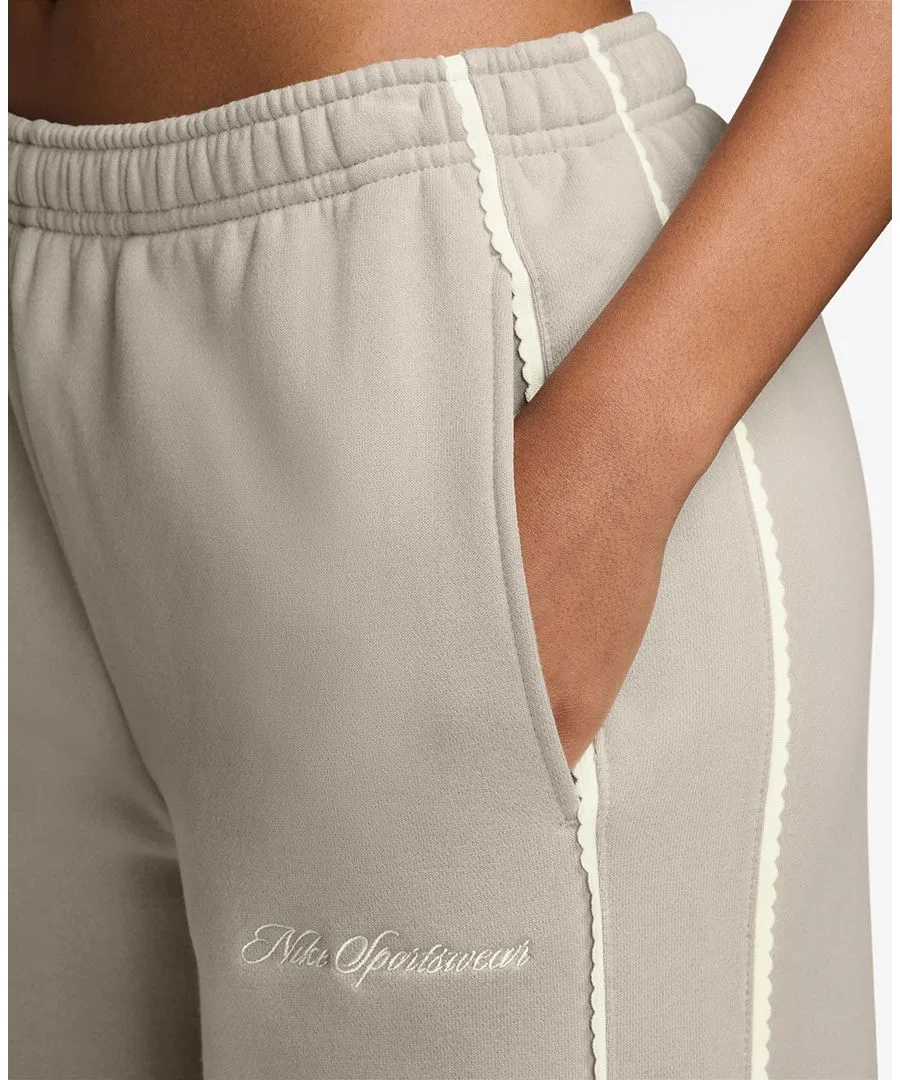 Штаны Nike Studio Fleece с защипами, средняя посадка, широкие, Cream II Sail Cream II — фото 2