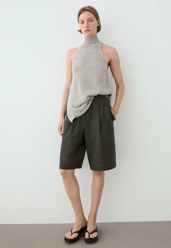 Топ хлопковый бесшовный Massimo Dutti, бежевый