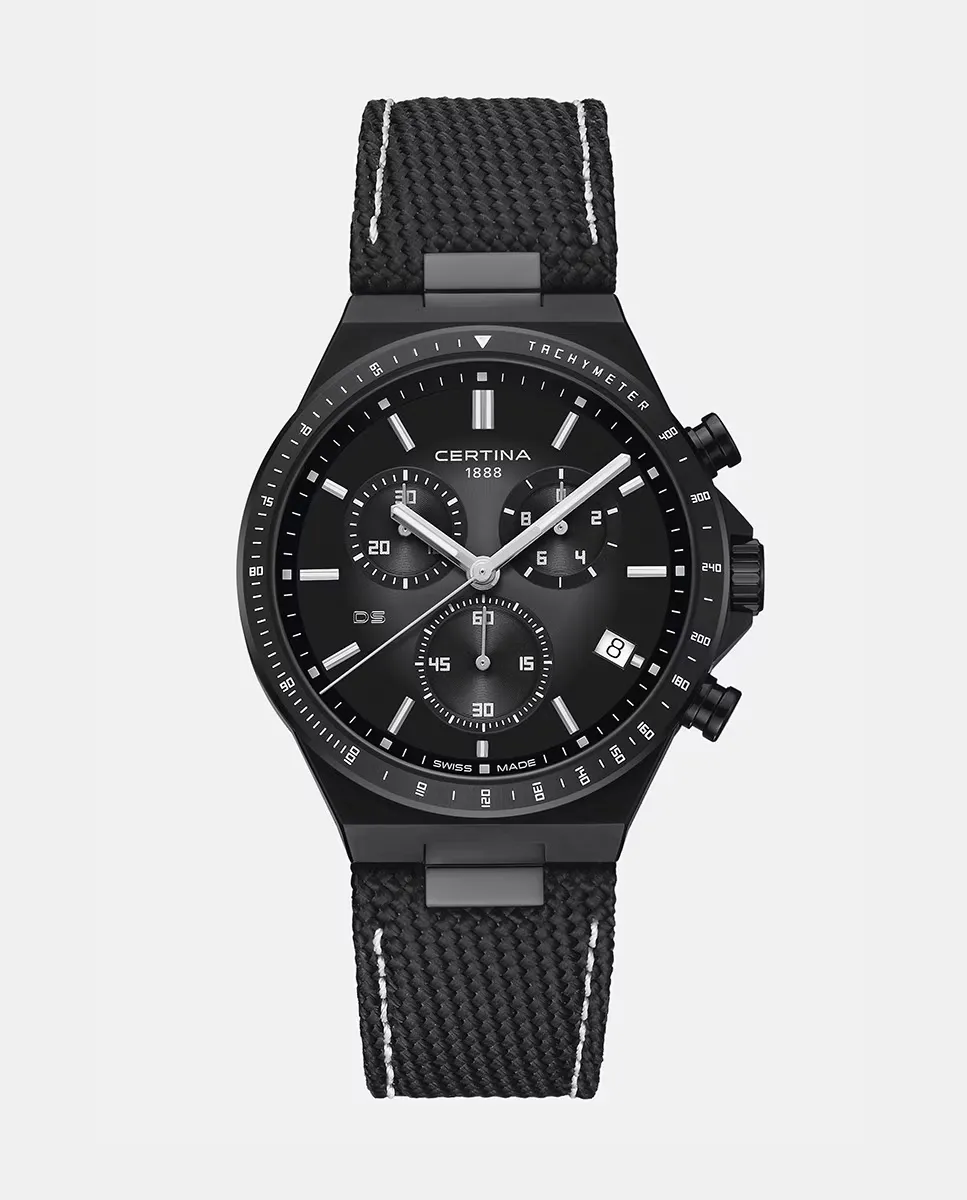 

Мужские часы DS7 Chrono C0434173808100 сапфир черный кожаный Certina, черный