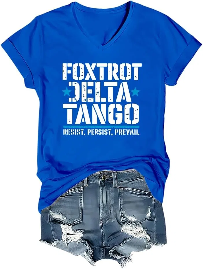 Мужская футболка с V-вырезом Foxtrot Delta Tango, Royal Blue