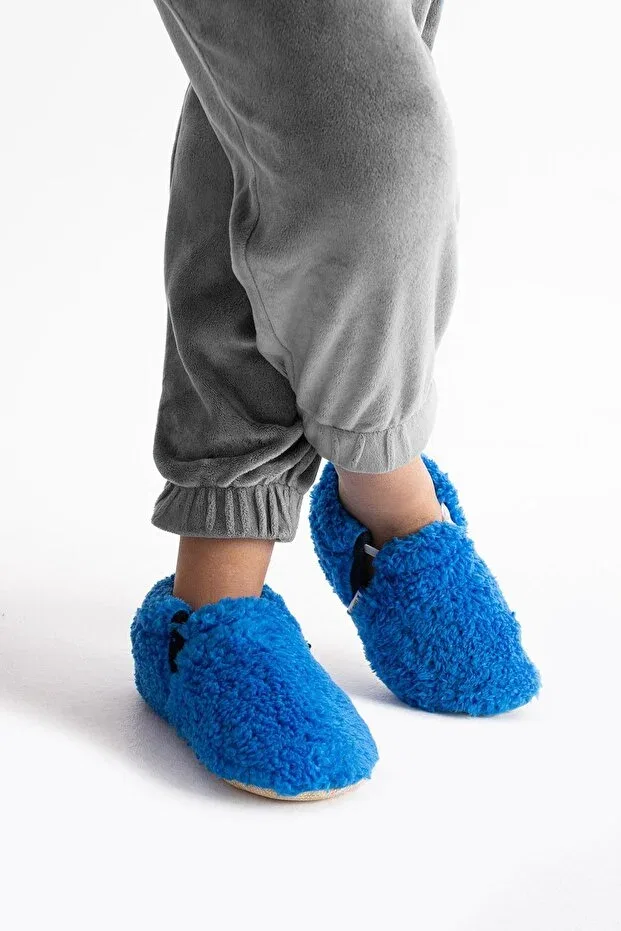 Детские пинетки для девочек органические Non-Slip sole organic baby fleece booties ergonomic soft comfortable flexible Funny Baby, Blue — фото 2