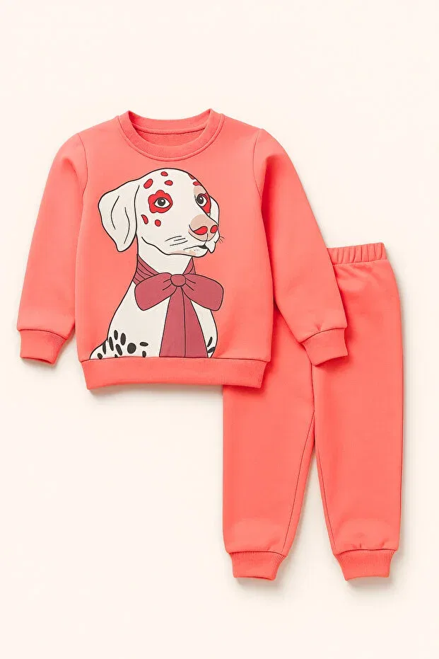 Детский комплект пижам для девочек с принтом Dalmatian Dog Bony Socks, Pink