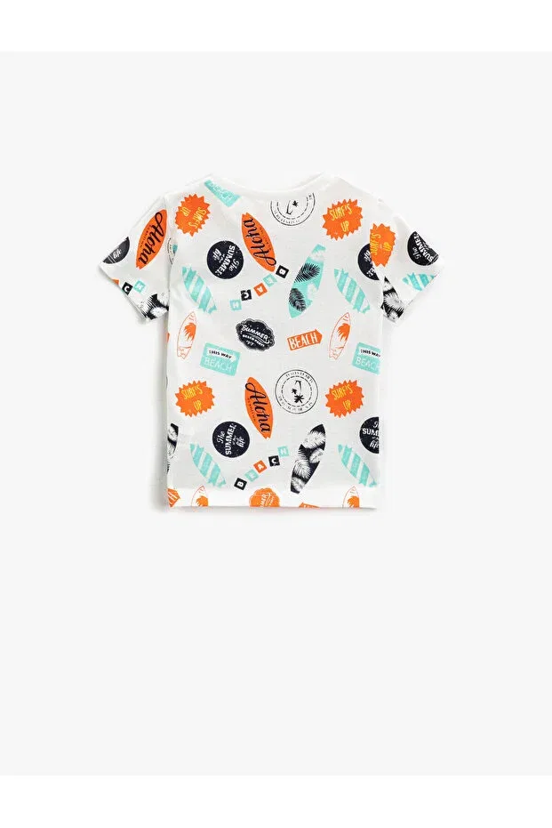 Детская футболка для мальчиков хлопковая Basics Koton, White/03E — фото 2