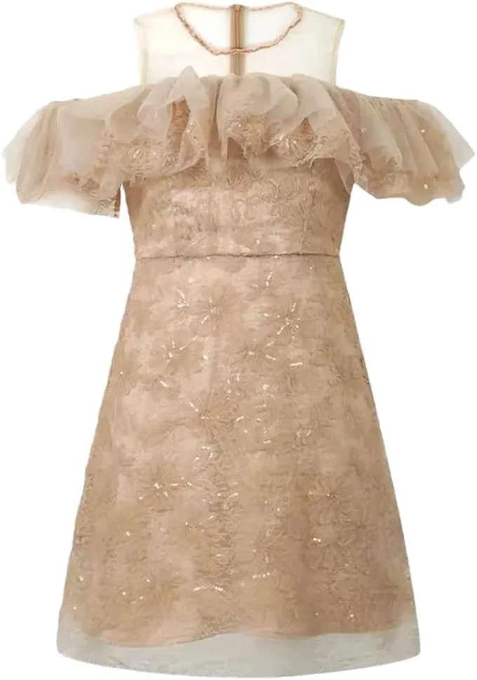 Женское платье мини с пайетками A-line, Champagne
