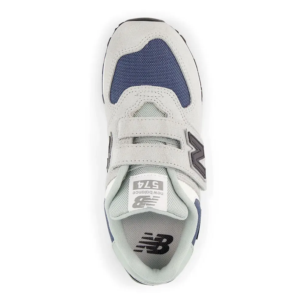 Детские кроссовки для девочек с липучкой New balance 574 Hook & Loop PS, Grey — фото 4