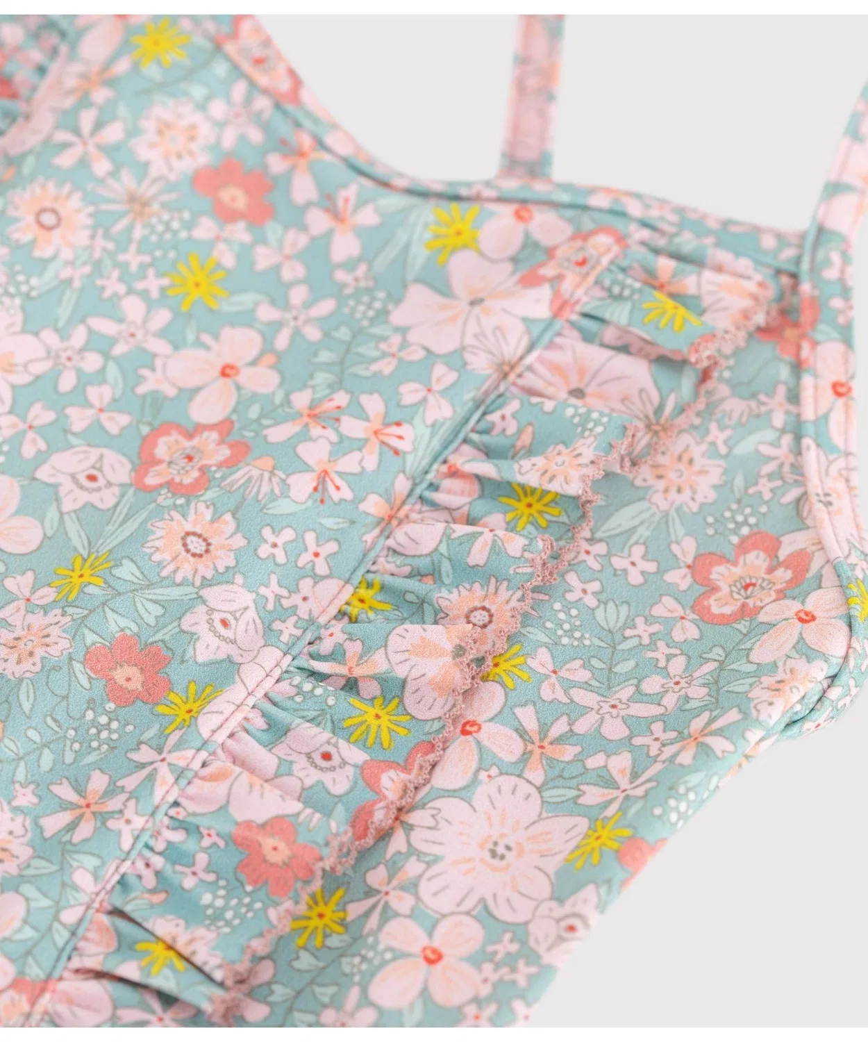 Детское платье-купальник с цветочным принтом и рюшами PETIT BATEAU, Light Blue — фото 3