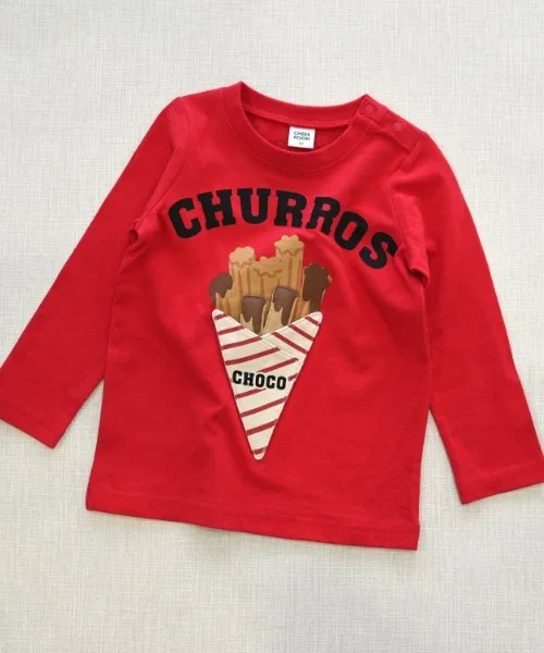 Детская футболка с длинным рукавомс принтом Churros CHEEK ROOM, Red