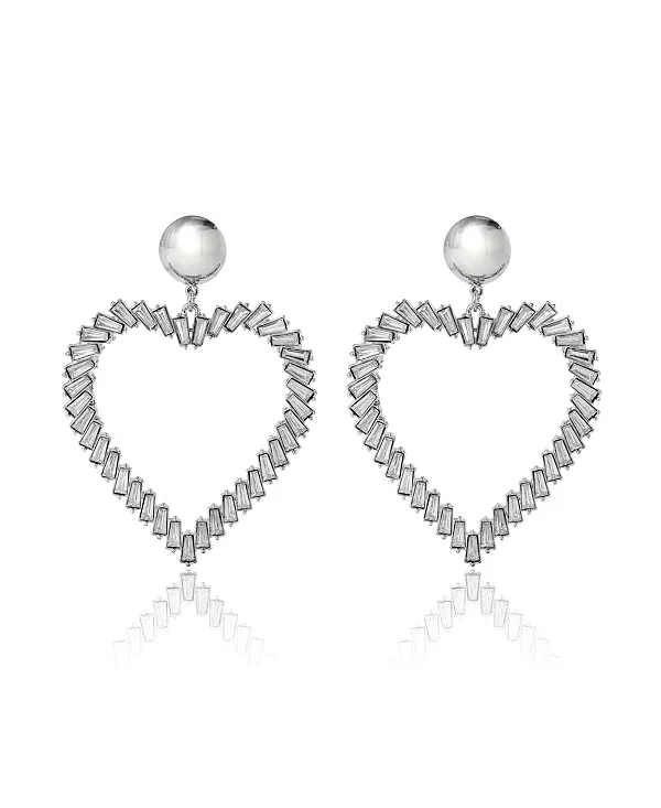 

Серьги-Кольца в форме сердца серебристого тона Bcbgeneration, silver