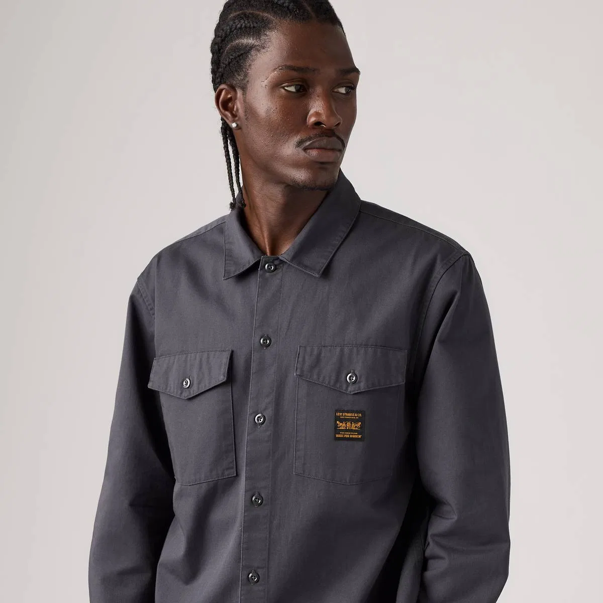 Свободная рабочая рубашка с длинными рукавами Levi's, Periscope - Grey — фото 2