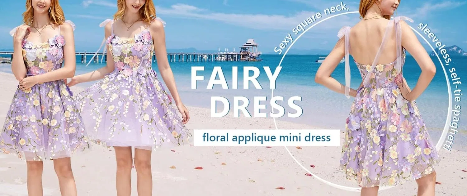 Женское платье с цветочной вышивкой и кружевом Fairy, Light Purple — фото 4