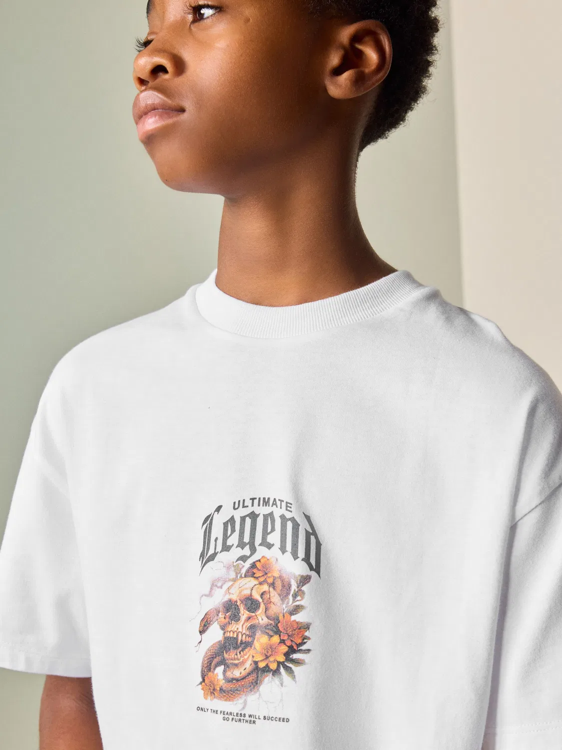 Футболка с принтом, Skull Back Print Next, белый — фото 3