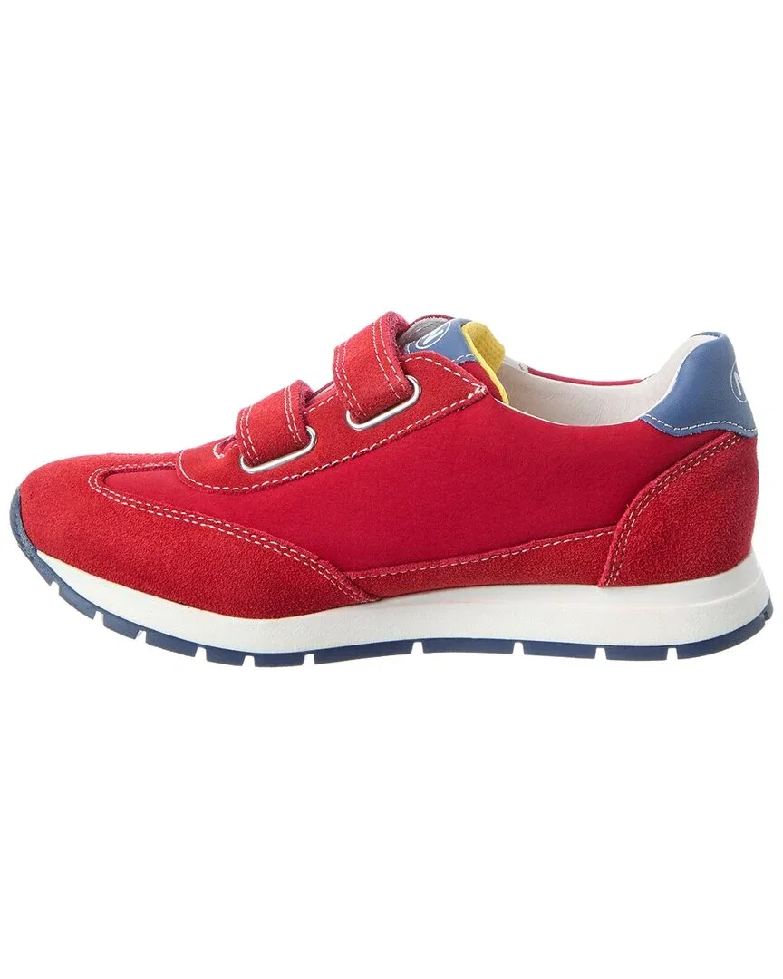 Детские кроссовки на липучках с серебристой фурнитурой Naturino Miblo Suede & Nylon, красный — фото 2