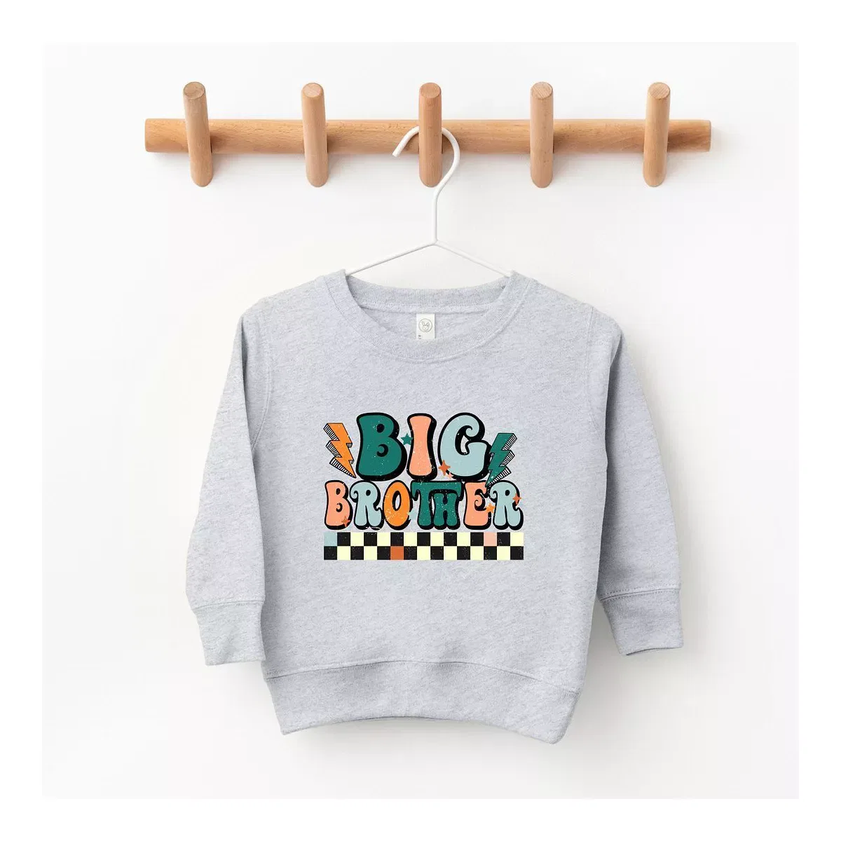Детский свитшот с графическим принтом Big Brother Checkered The Juniper Shop, Heather Grey