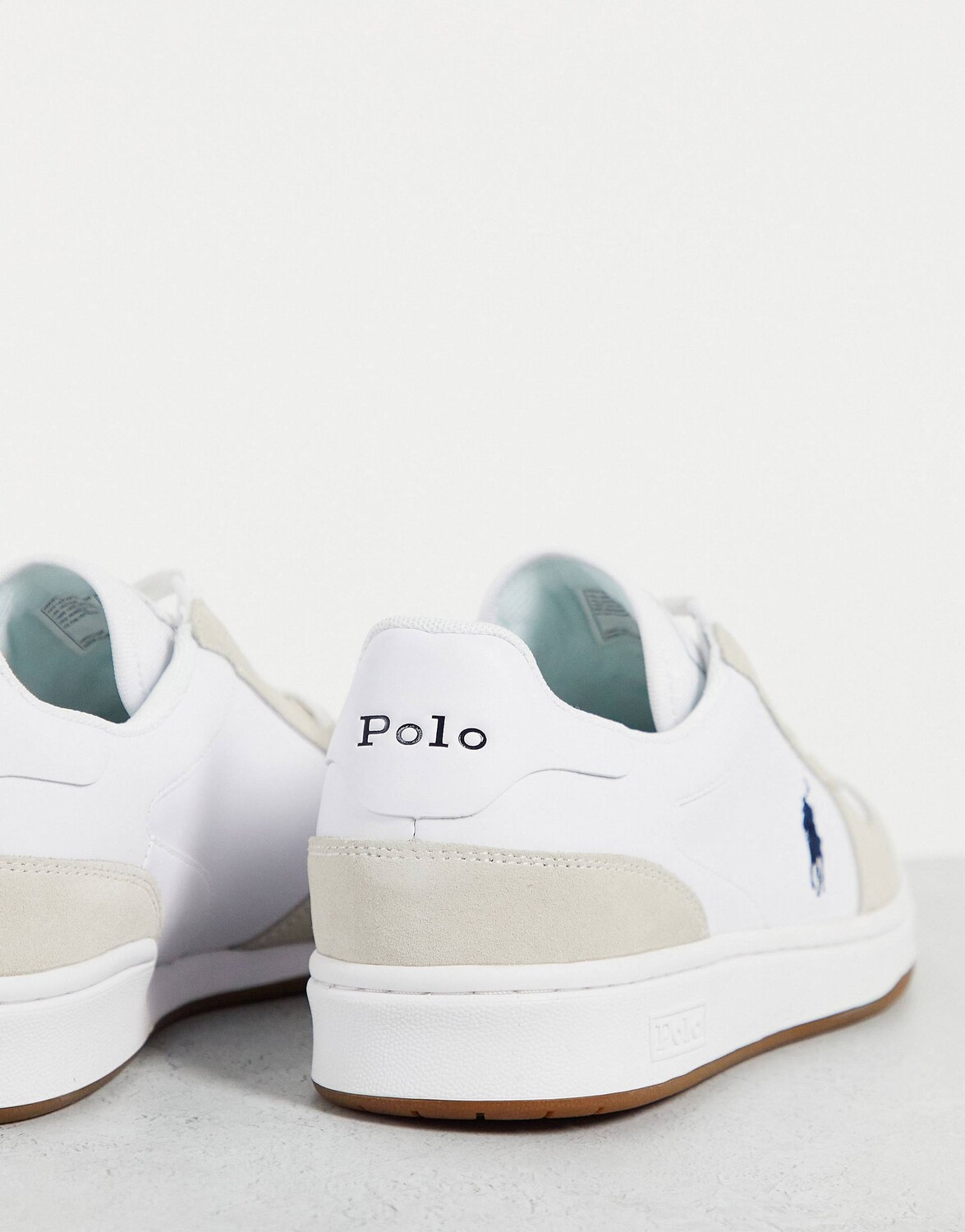 Белые замшевые кроссовки Polo Ralph Lauren Court с логотипом в виде пони — фото 4