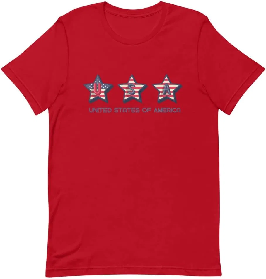 Мужская футболка с американским флагом и звездами 3001, Red