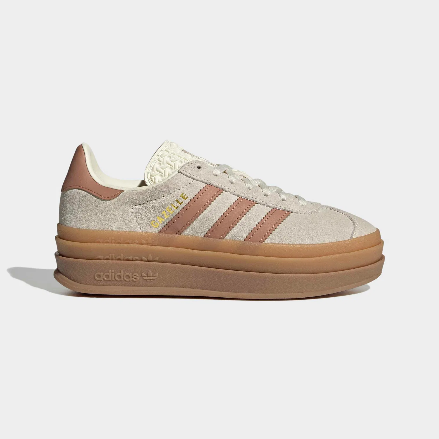Детские кроссовки на платформе Gazelle Bold Adidas Originals, Cream White/Clay Strata/Gold Metallic — фото 2