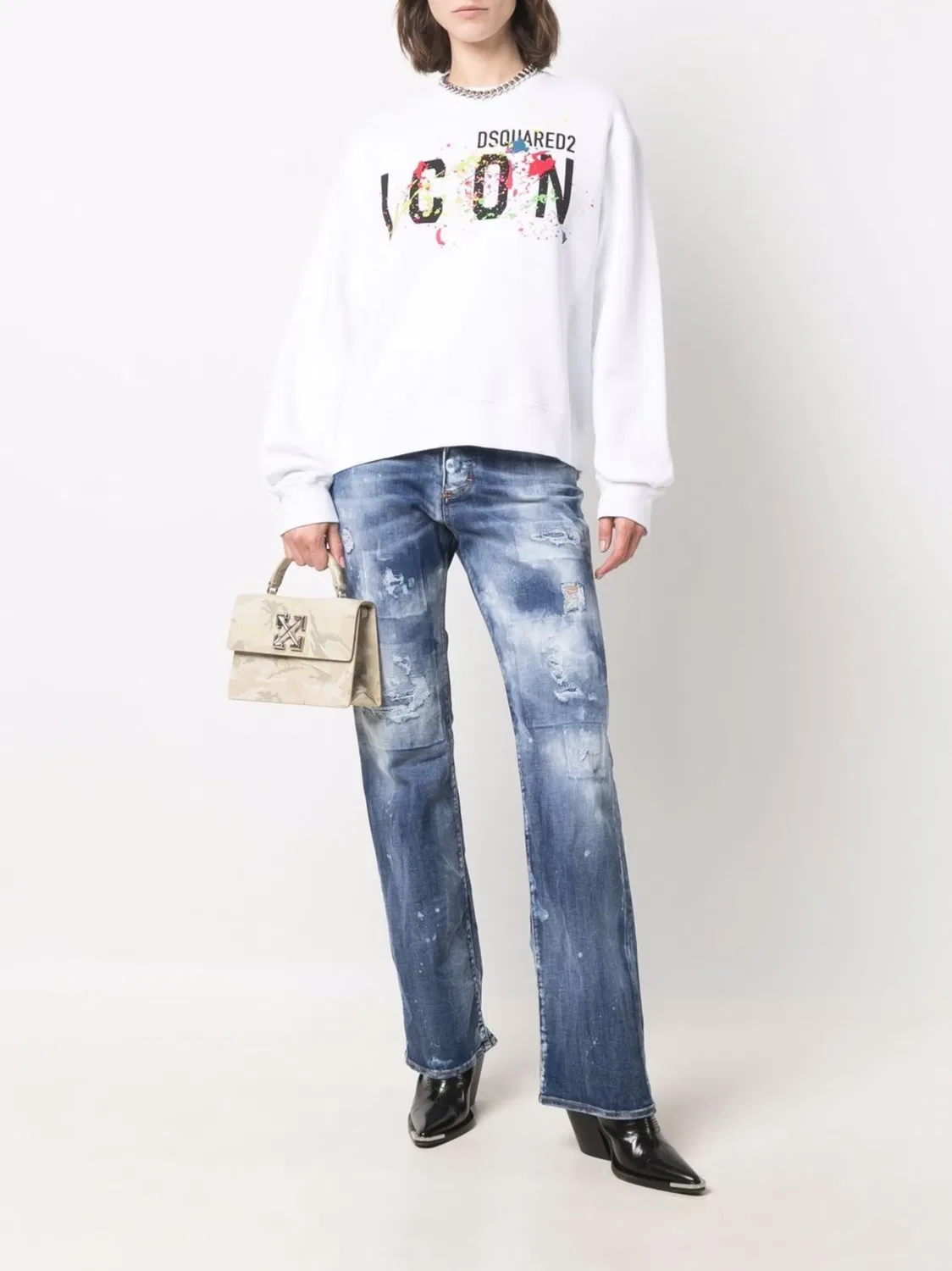 Джинсы с Завышенной Талии и Тай-Даем DSQUARED2, синий — фото 2
