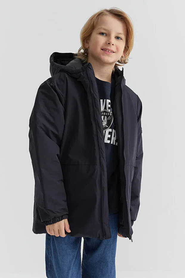 Детское пальто для девочек с капюшоном Paulmark, Navy Blue — фото 2