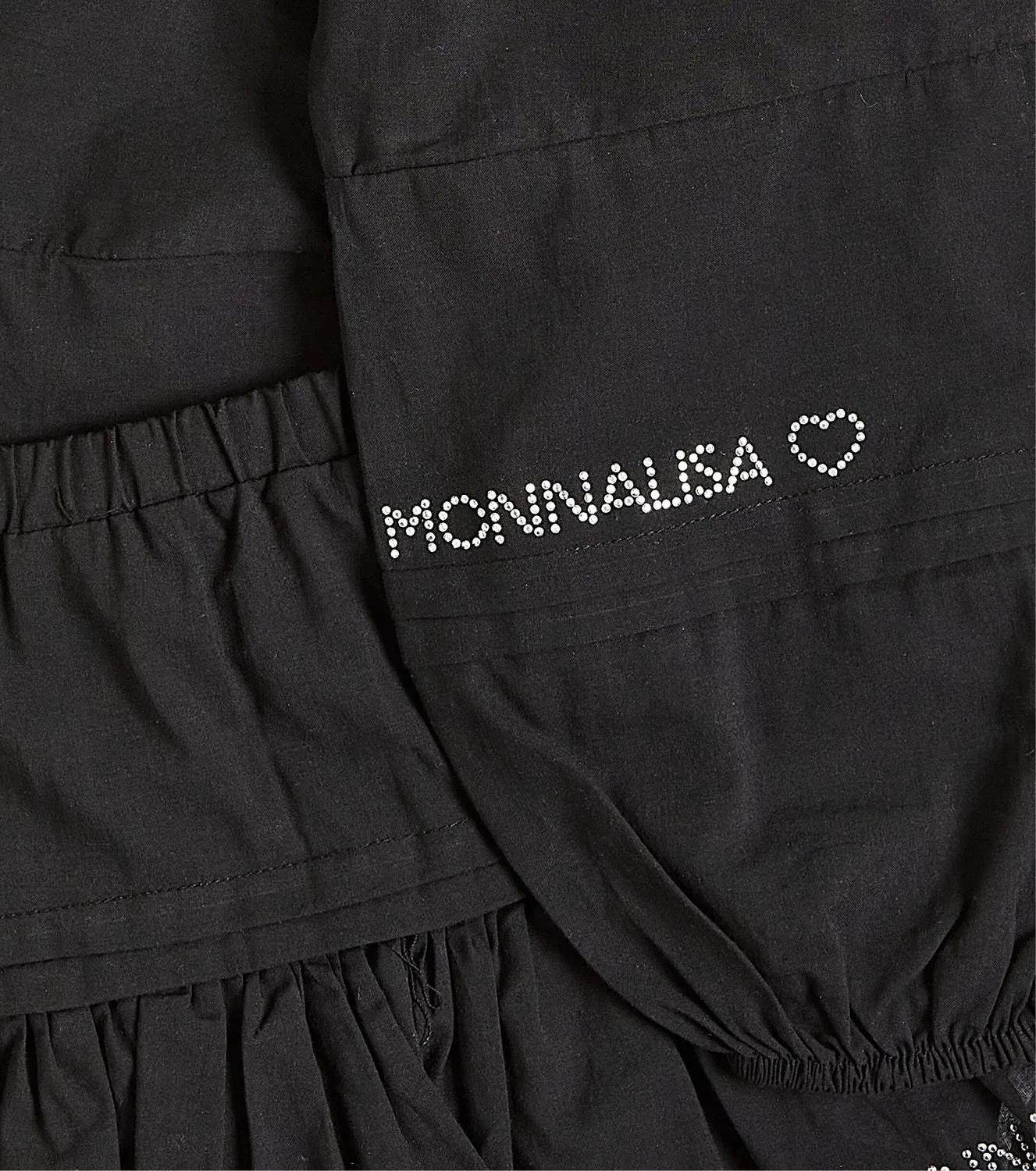 Комплект хлопковый топ и юбка Monnalisa, черный — фото 3