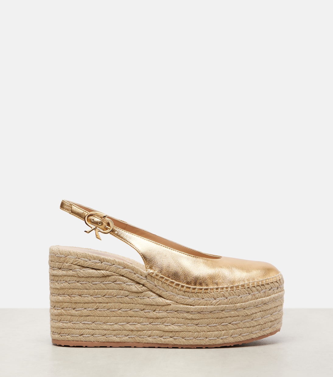 Металлические кожаные эспадрильи на платформе Gianvito Rossi, Mekong+Naturale — фото 4