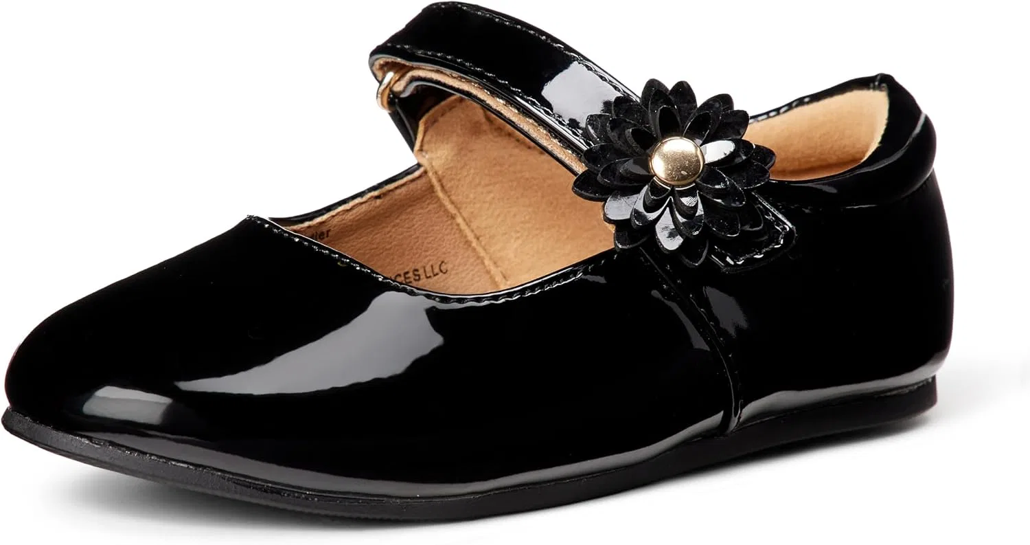 Детские туфли Мэри Джейн для девочек Amazon Essentials, Black Patent