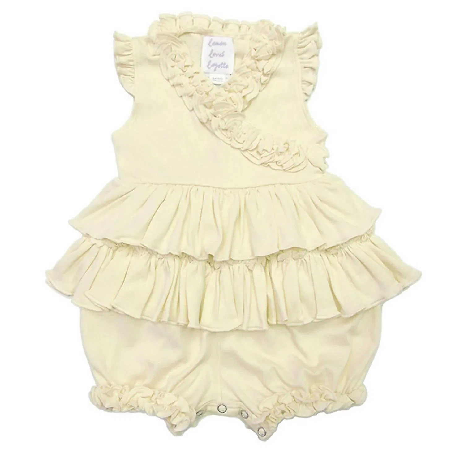Детский боди-комбинезон для девочек с оборками Lotus Lemon Loves Layette, Eggnog Beige
