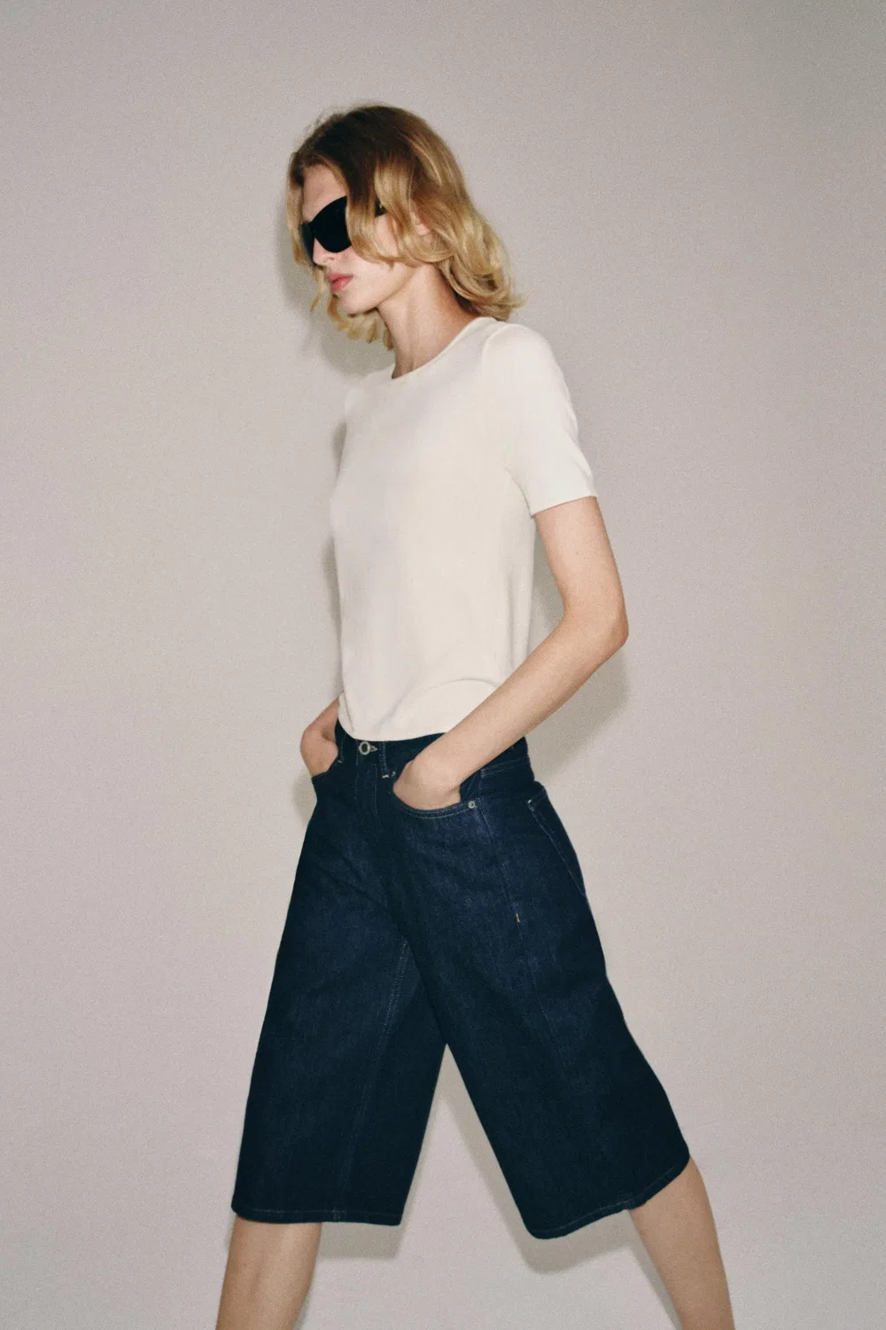 Джинсовые шорты-бермуды средней посадки из коллекции ZW ZARA, Blue — фото 4