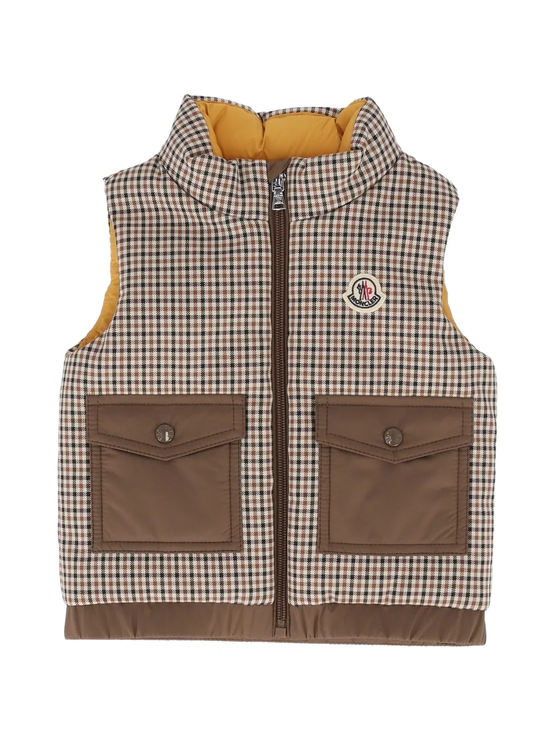 Жилет Adrien в клетку Moncler Enfant, нейтральные цвета