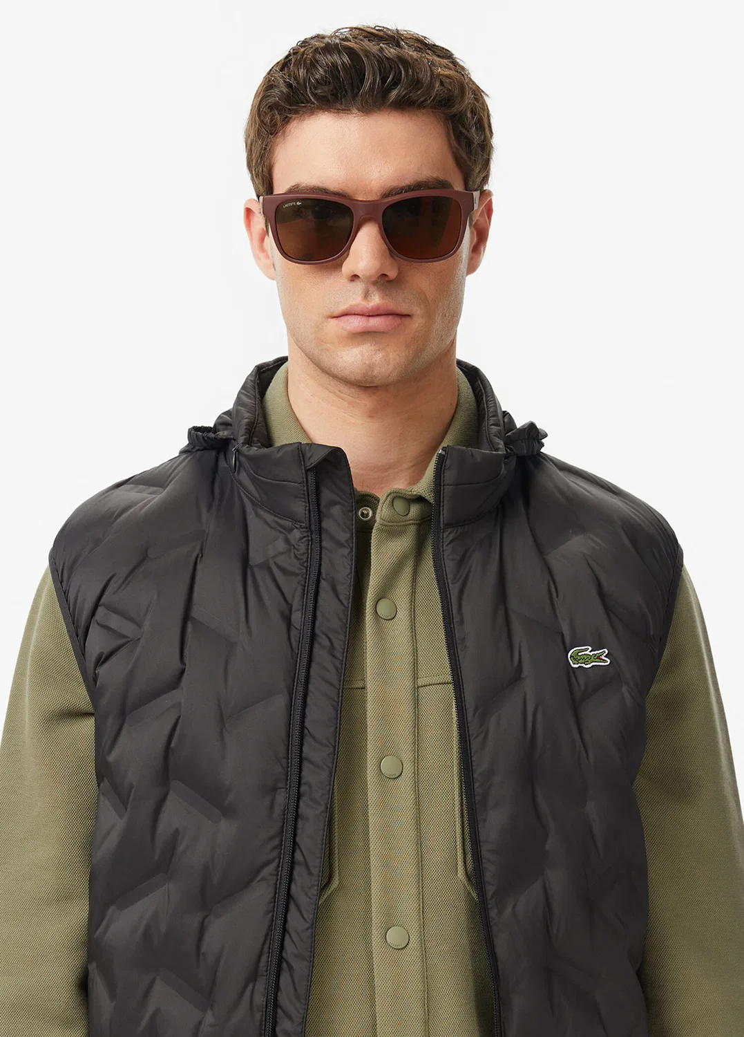 Жилет стеганый Lacoste, черный — фото 4