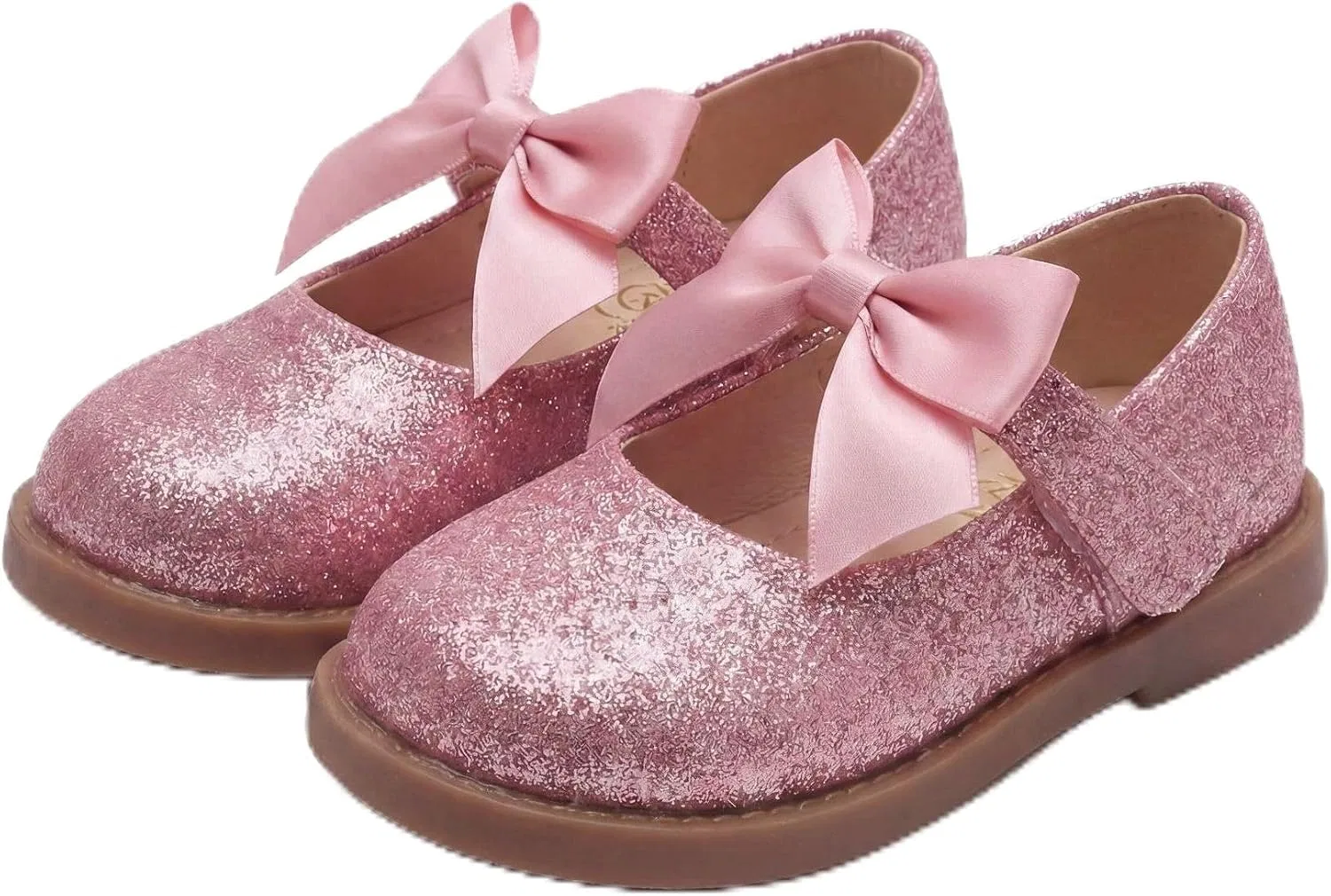 Детские туфли для девочек с блестками Мэри Джейн с бантом GOJERP, Pink