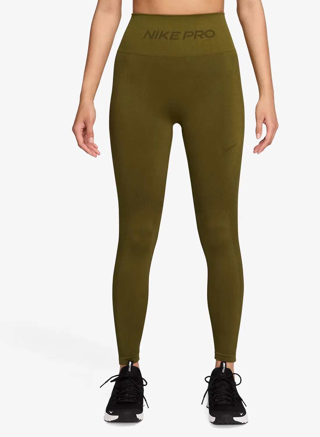 Леггинсы с высокой посадкой Pro Dri-Fit Seamless Nike, оливковый