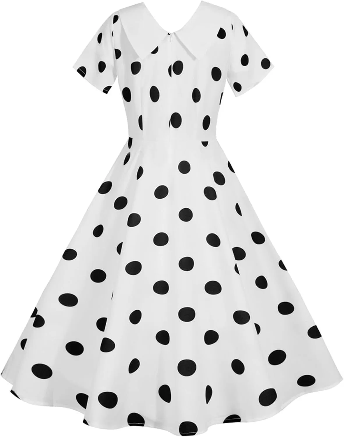 Женское платье с горошком A-силуэта 1950s, White — фото 3