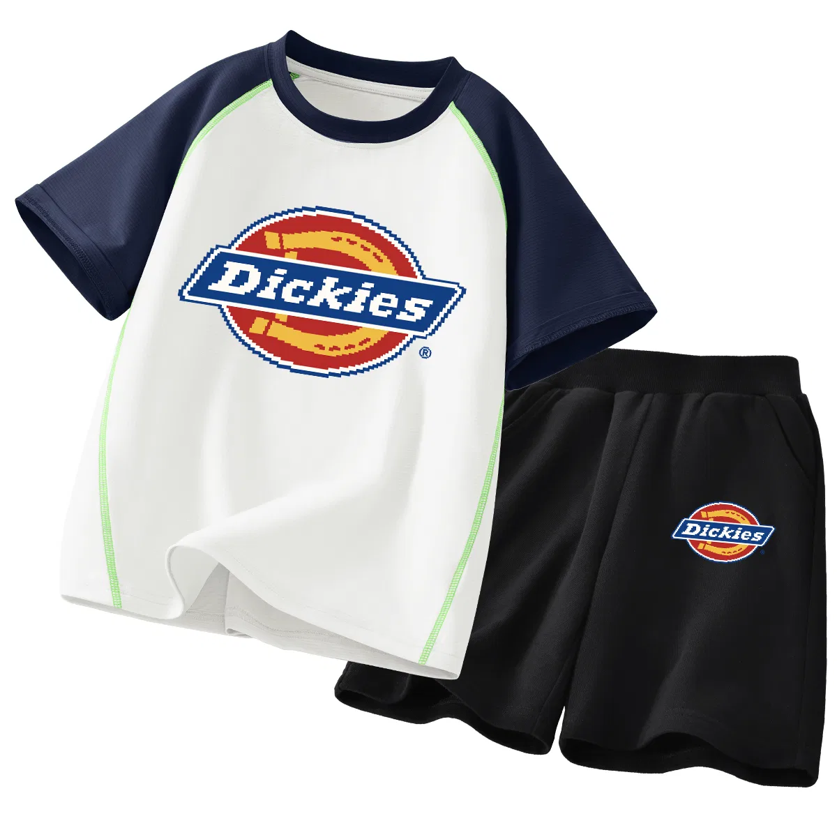 Детский спортивный комплект с круглым вырезом Pixel Blue Yellow+Pixel K Gray, Dickies — фото 3
