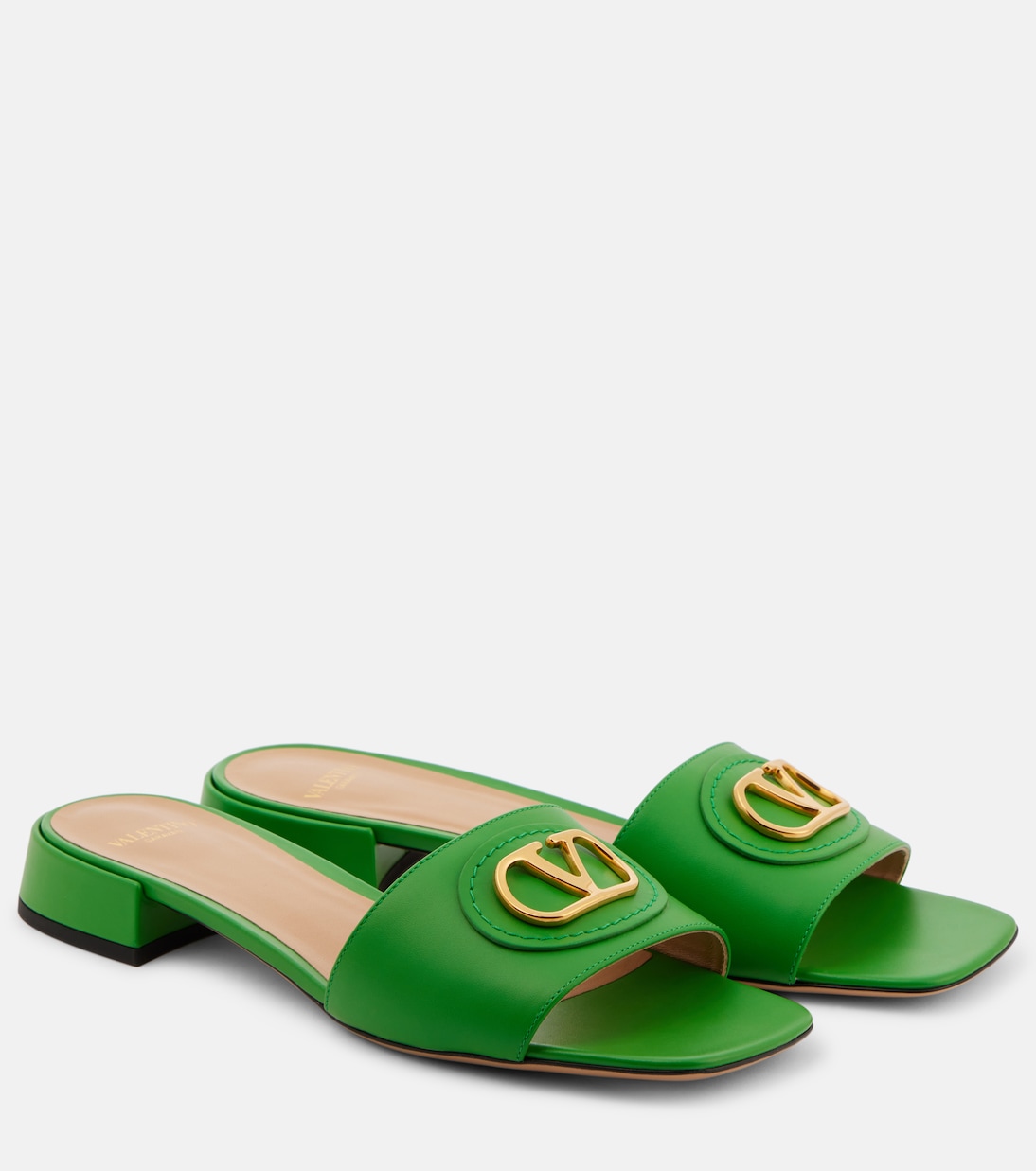 Кожаные шлепанцы VLogo Signature Valentino Garavani, зеленый