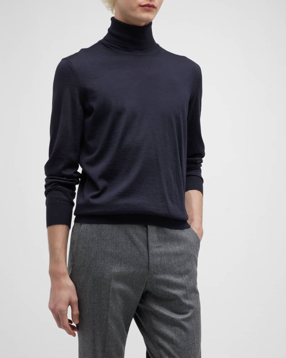 

Мужской свитер с высоким воротником из кашемира и шелка Casheta ZEGNA, Черный, Мужской свитер с высоким воротником из кашемира и шелка Casheta ZEGNA