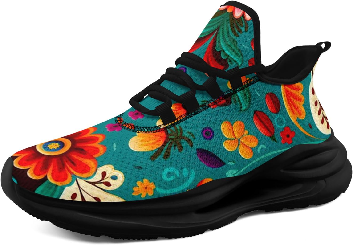

Кроссовки с мексиканским цветочным принтом для мужчин и женщин - легкие беговые кроссовки, тренажерные кроссовки, амортизирующая повседневная обувь для ходьбы Awsole, черный/красный/зеленый/оранжевый